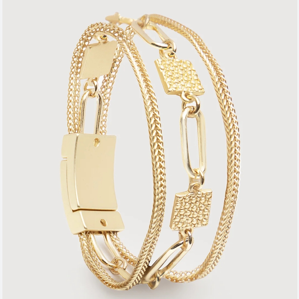 SAACHI Chain Link Hammered Gold Bracelet